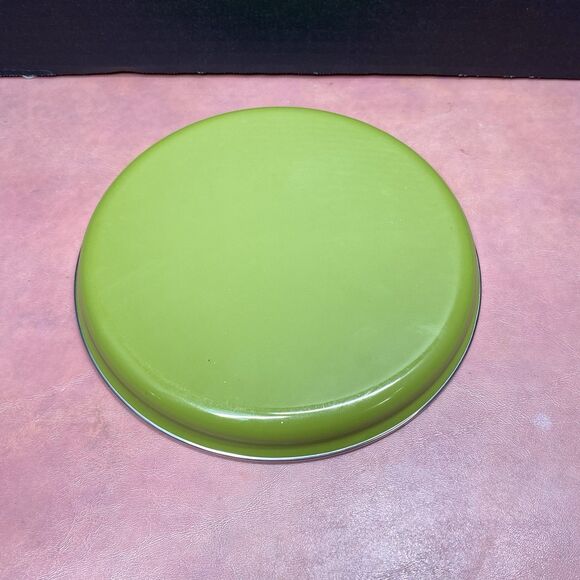 Vintage Mid Century Modern Enamel Saucepan Plate Fondue Pot Wood Handle Green - Picture 5 of 12